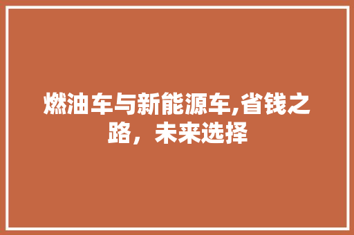 燃油车与新能源车,省钱之路，未来选择