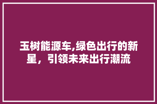 玉树能源车,绿色出行的新星，引领未来出行潮流