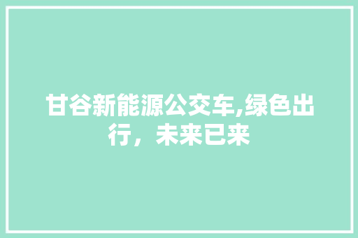 甘谷新能源公交车,绿色出行，未来已来