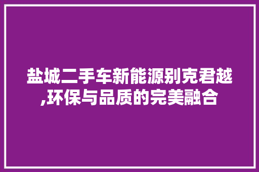 盐城二手车新能源别克君越,环保与品质的完美融合