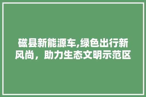 磁县新能源车,绿色出行新风尚，助力生态文明示范区建设