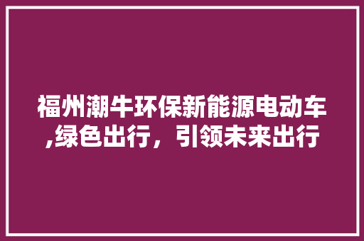 福州潮牛环保新能源电动车,绿色出行，引领未来出行新潮流