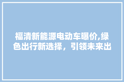福清新能源电动车曝价,绿色出行新选择，引领未来出行潮流