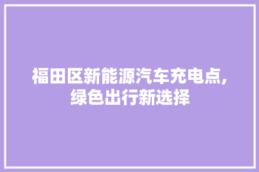 福田区新能源汽车充电点,绿色出行新选择