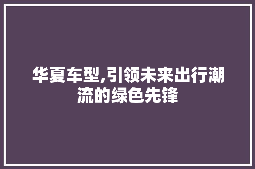华夏车型,引领未来出行潮流的绿色先锋