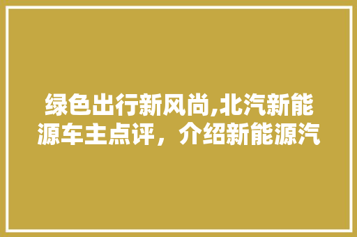 绿色出行新风尚,北汽新能源车主点评，介绍新能源汽车的魅力