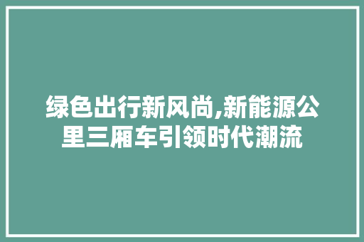 绿色出行新风尚,新能源公里三厢车引领时代潮流
