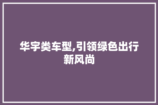 华宇类车型,引领绿色出行新风尚