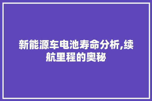 新能源车电池寿命分析,续航里程的奥秘