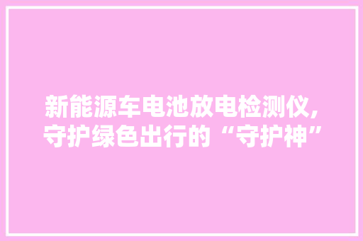 新能源车电池放电检测仪,守护绿色出行的“守护神”