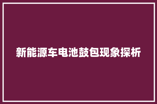 新能源车电池鼓包现象探析