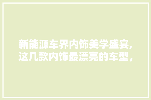 新能源车界内饰美学盛宴,这几款内饰最漂亮的车型，让你一见倾心！
