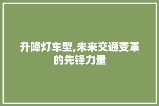 升降灯车型,未来交通变革的先锋力量