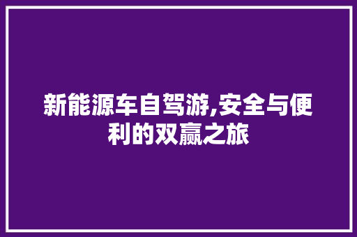 新能源车自驾游,安全与便利的双赢之旅