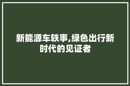新能源车轶事,绿色出行新时代的见证者