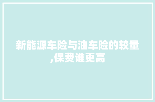 新能源车险与油车险的较量,保费谁更高