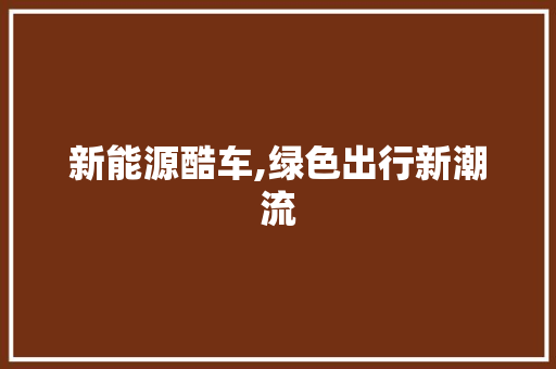 新能源酷车,绿色出行新潮流