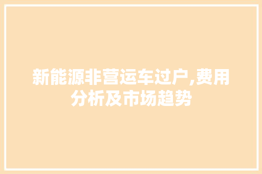 新能源非营运车过户,费用分析及市场趋势