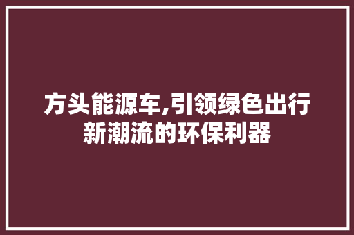 方头能源车,引领绿色出行新潮流的环保利器