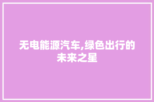 无电能源汽车,绿色出行的未来之星