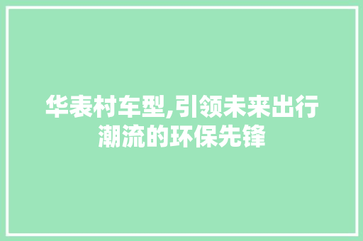 华表村车型,引领未来出行潮流的环保先锋