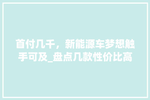 首付几千，新能源车梦想触手可及_盘点几款性价比高的新能源车型