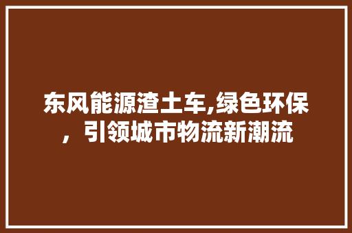 东风能源渣土车,绿色环保，引领城市物流新潮流