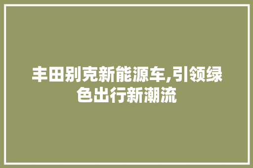 丰田别克新能源车,引领绿色出行新潮流