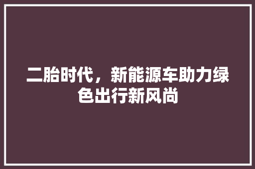 二胎时代，新能源车助力绿色出行新风尚