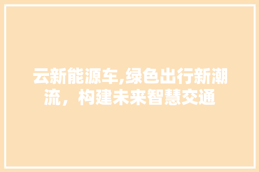 云新能源车,绿色出行新潮流，构建未来智慧交通