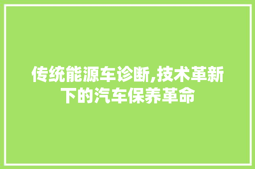 传统能源车诊断,技术革新下的汽车保养革命