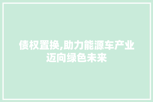 债权置换,助力能源车产业迈向绿色未来 变速箱配件