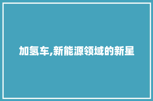 加氢车,新能源领域的新星