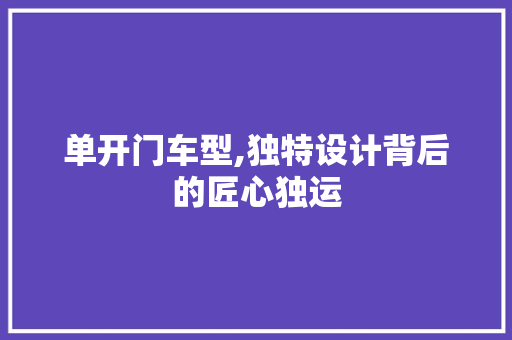 单开门车型,独特设计背后的匠心独运