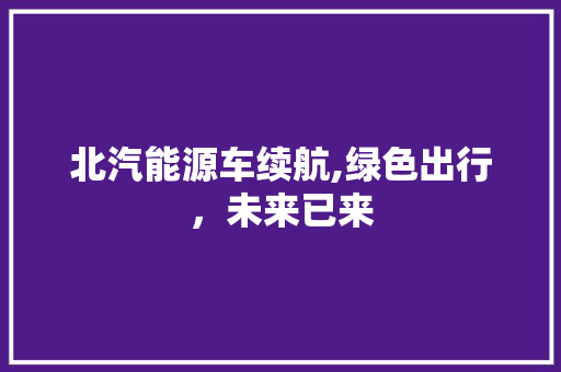 北汽能源车续航,绿色出行，未来已来