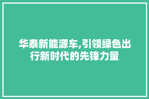 华泰新能源车,引领绿色出行新时代的先锋力量
