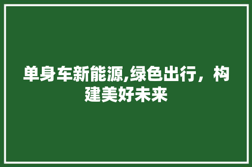 单身车新能源,绿色出行，构建美好未来