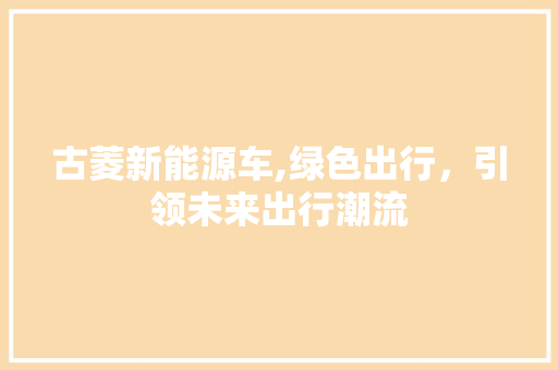 古菱新能源车,绿色出行，引领未来出行潮流