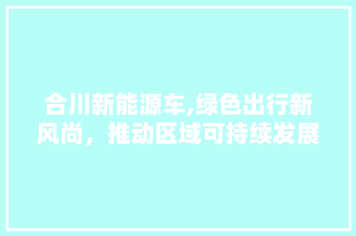 合川新能源车,绿色出行新风尚，推动区域可持续发展