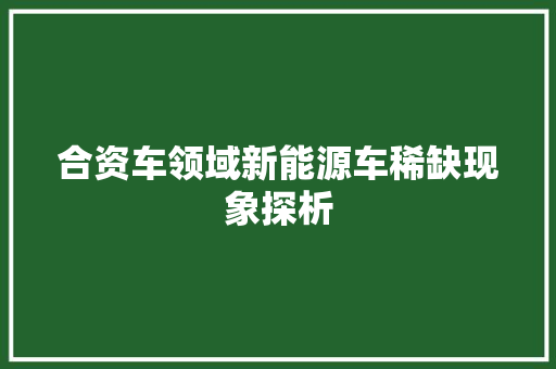 合资车领域新能源车稀缺现象探析