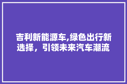 吉利新能源车,绿色出行新选择，引领未来汽车潮流 汽车配件
