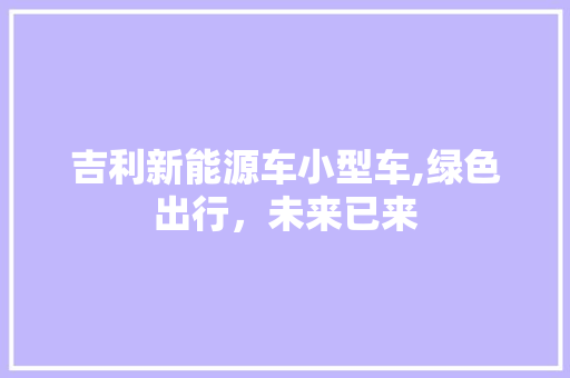 吉利新能源车小型车,绿色出行，未来已来