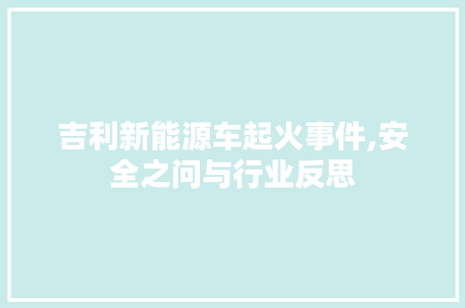 吉利新能源车起火事件,安全之问与行业反思