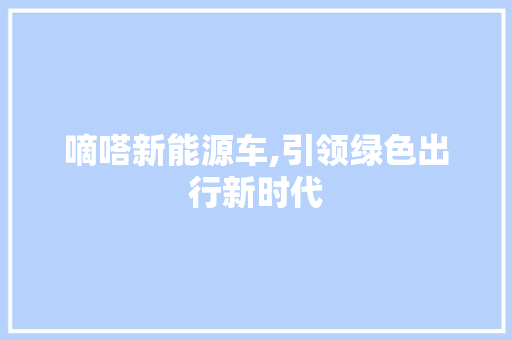 嘀嗒新能源车,引领绿色出行新时代