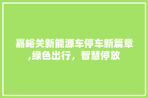 嘉峪关新能源车停车新篇章,绿色出行，智慧停放