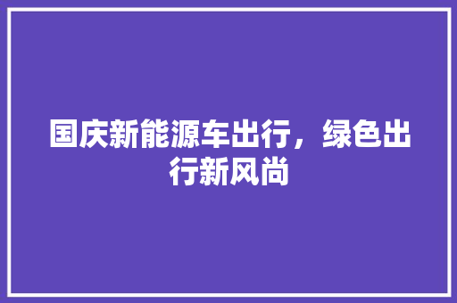 国庆新能源车出行，绿色出行新风尚