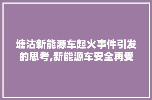 塘沽新能源车起火事件引发的思考,新能源车安全再受关注