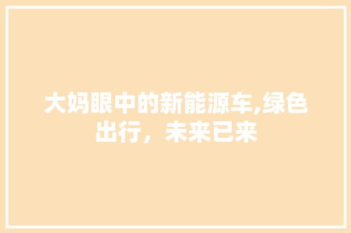 大妈眼中的新能源车,绿色出行，未来已来