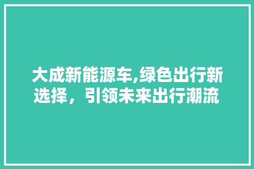 大成新能源车,绿色出行新选择，引领未来出行潮流