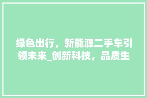 绿色出行，新能源二手车引领未来_创新科技，品质生活新选择